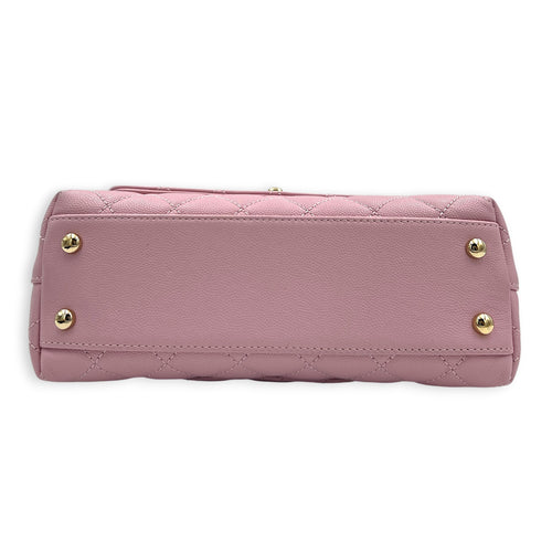Coco Top Handle Bag Pink in Caviar Leather, Gold hardware