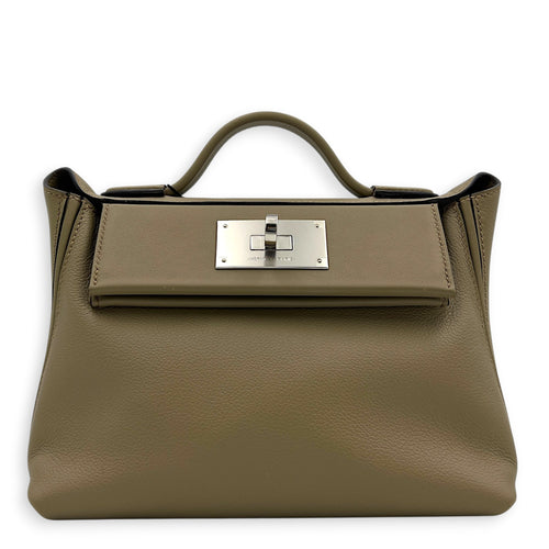 24/24 21 Beige Marfa Top Handle Bag in Evercolor, Palladium hardware