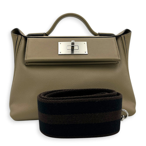 24/24 21 Beige Marfa Top Handle Bag in Evercolor, Palladium hardware