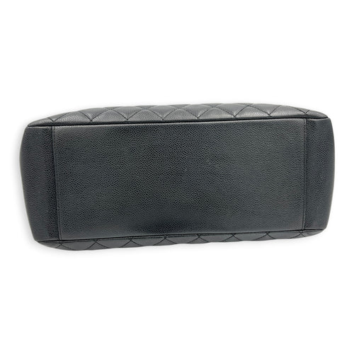 GST Shoulder Bag Black in Caviar Leather, Silver hardware
