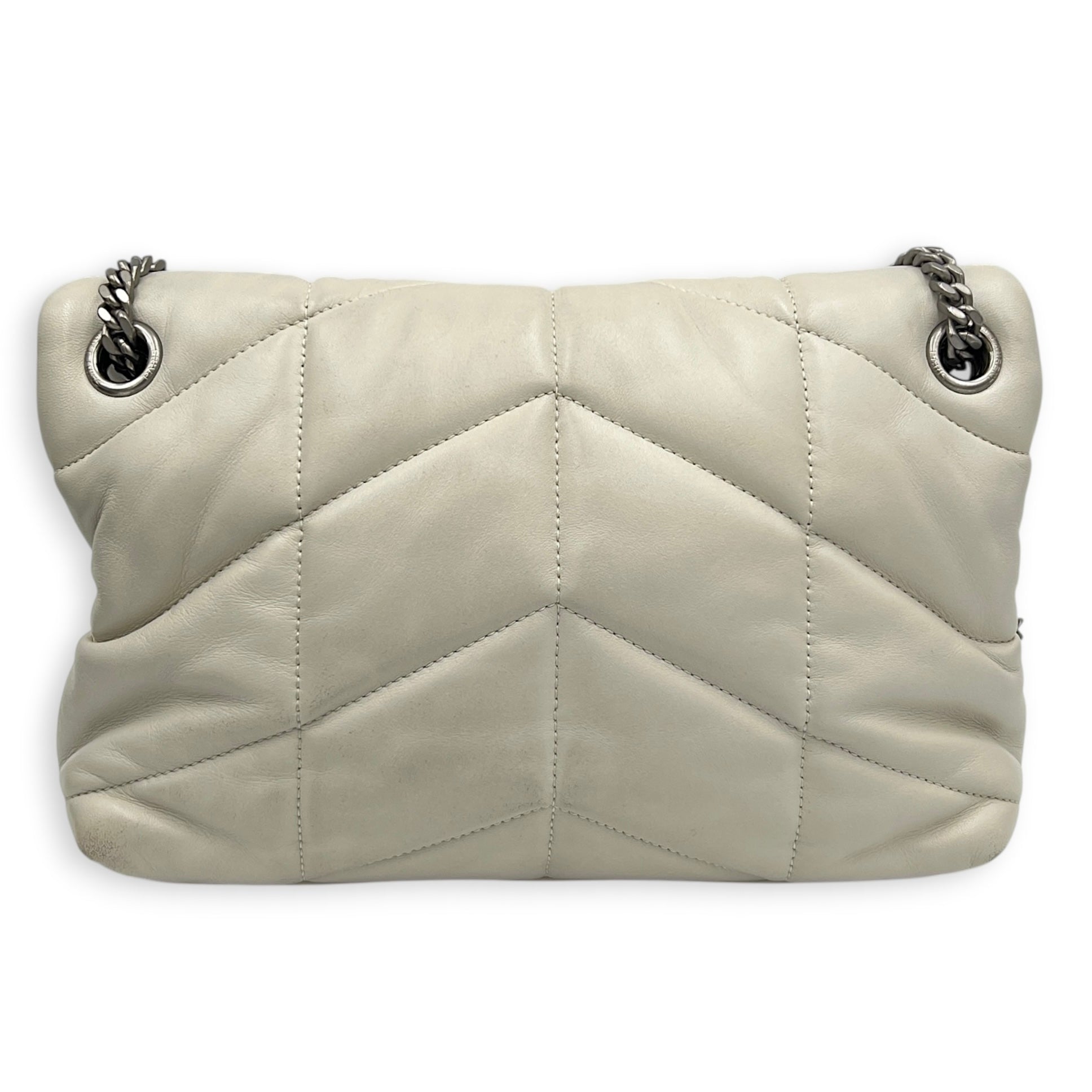 Puffer Shoulder Bag White in Lambskin, Silver hardware