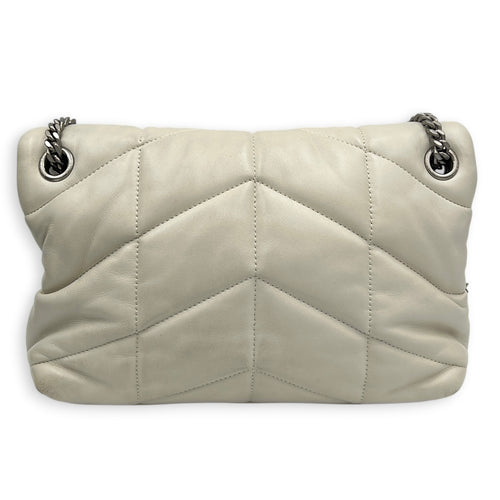 Puffer Shoulder Bag White in Lambskin, Silver hardware