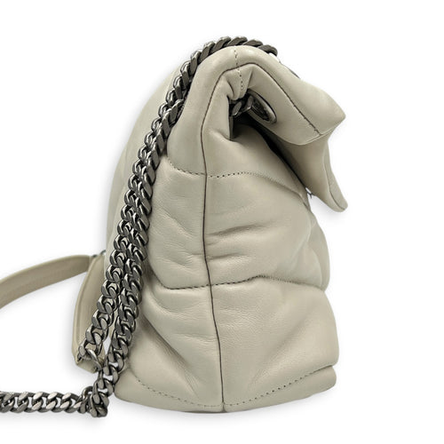 Puffer Shoulder Bag White in Lambskin, Silver hardware