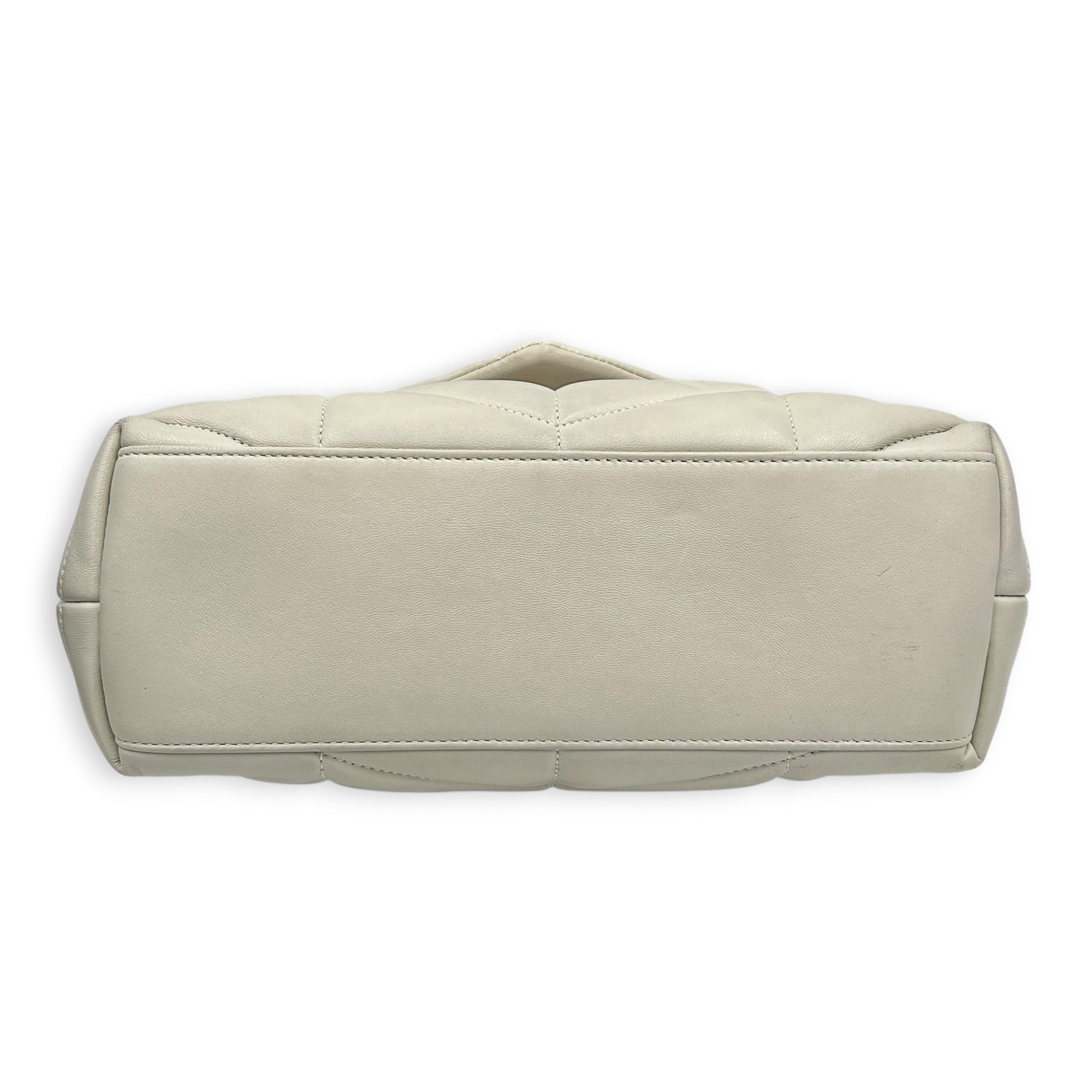 Puffer Shoulder Bag White in Lambskin, Silver hardware