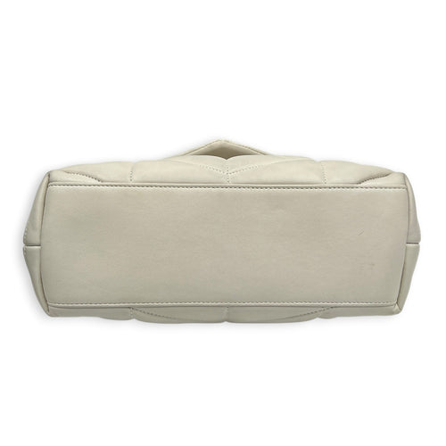 Puffer Shoulder Bag White in Lambskin, Silver hardware
