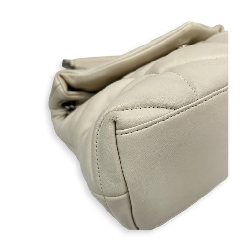 Puffer Shoulder Bag White in Lambskin, Silver hardware