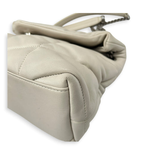 Puffer Shoulder Bag White in Lambskin, Silver hardware