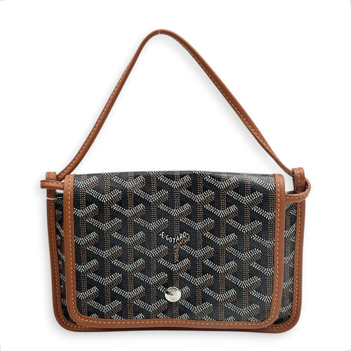 Plumet Crossbody Bag Brown/Black in Coated Canvas, Silver hardware
