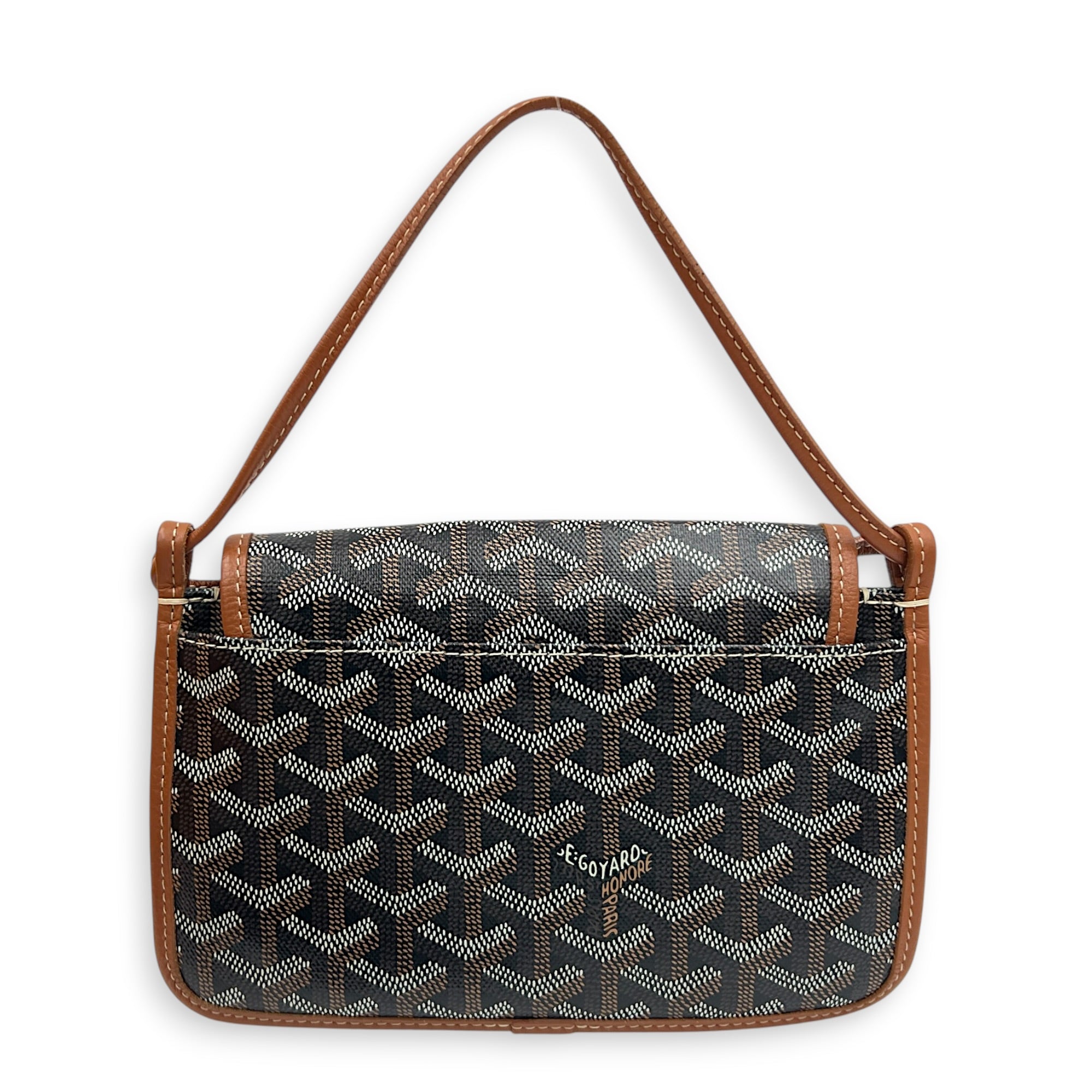 Plumet Crossbody Bag Brown/Black in Coated Canvas, Silver hardware
