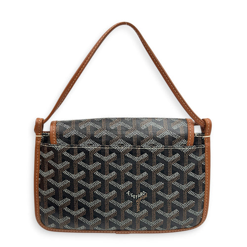 Plumet Crossbody Bag Brown/Black in Coated Canvas, Silver hardware