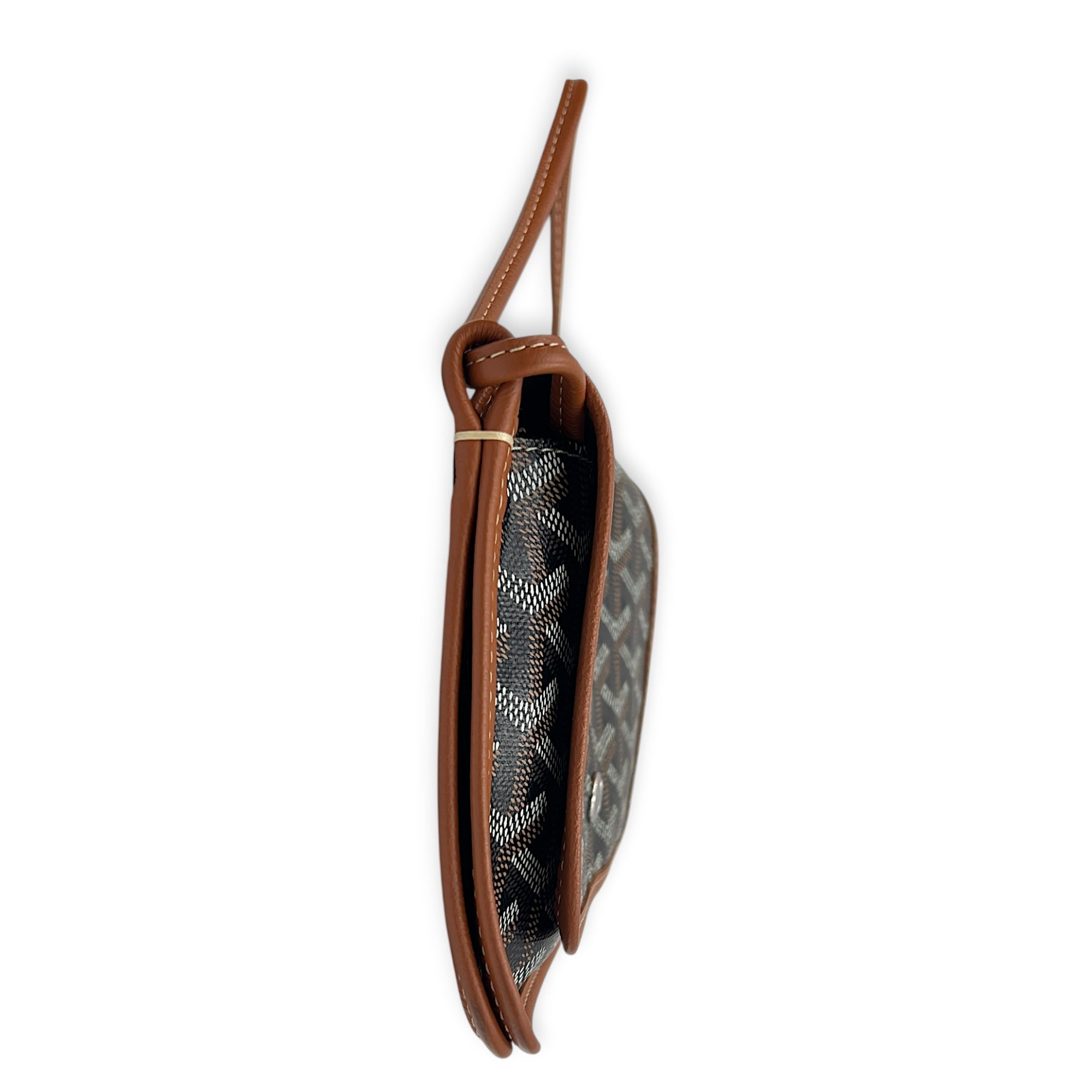 Plumet Crossbody Bag Brown/Black in Coated Canvas, Silver hardware