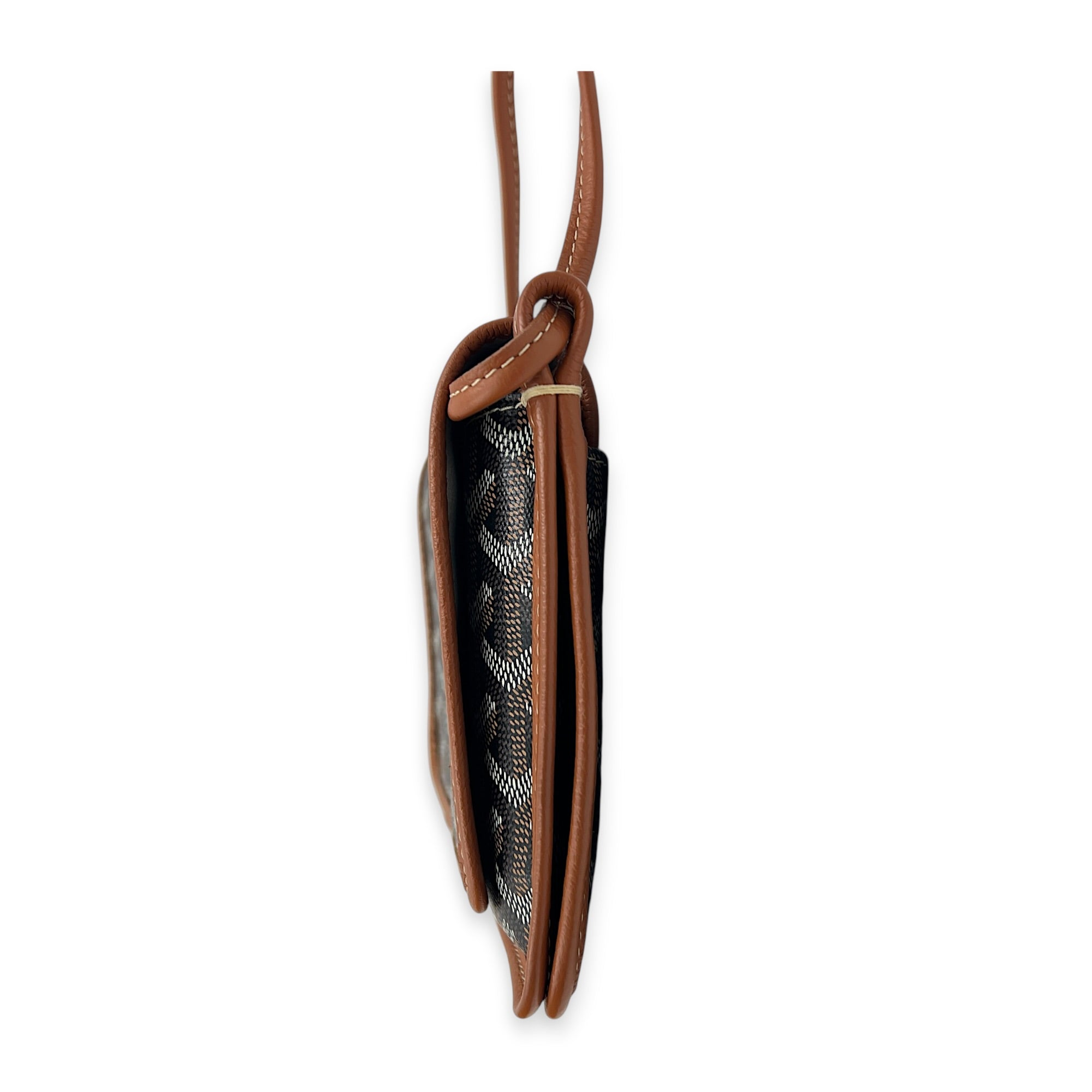 Plumet Crossbody Bag Brown/Black in Coated Canvas, Silver hardware