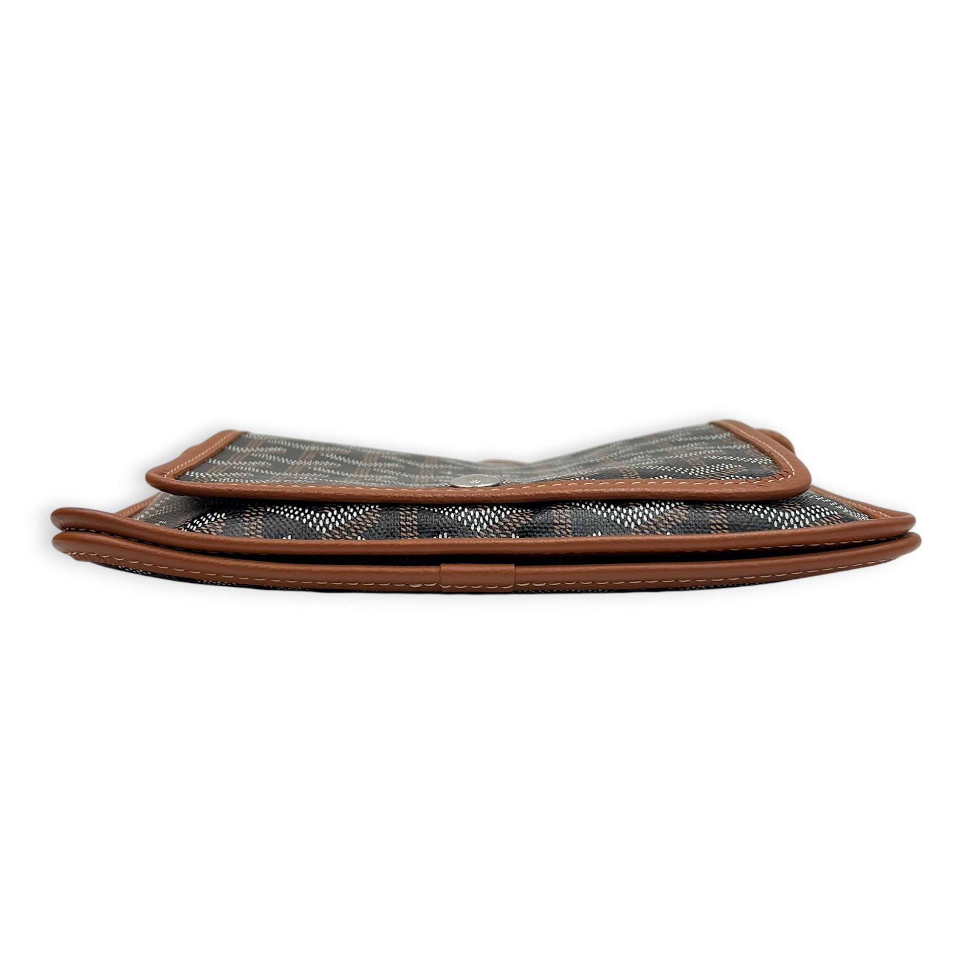 Plumet Crossbody Bag Brown/Black in Coated Canvas, Silver hardware