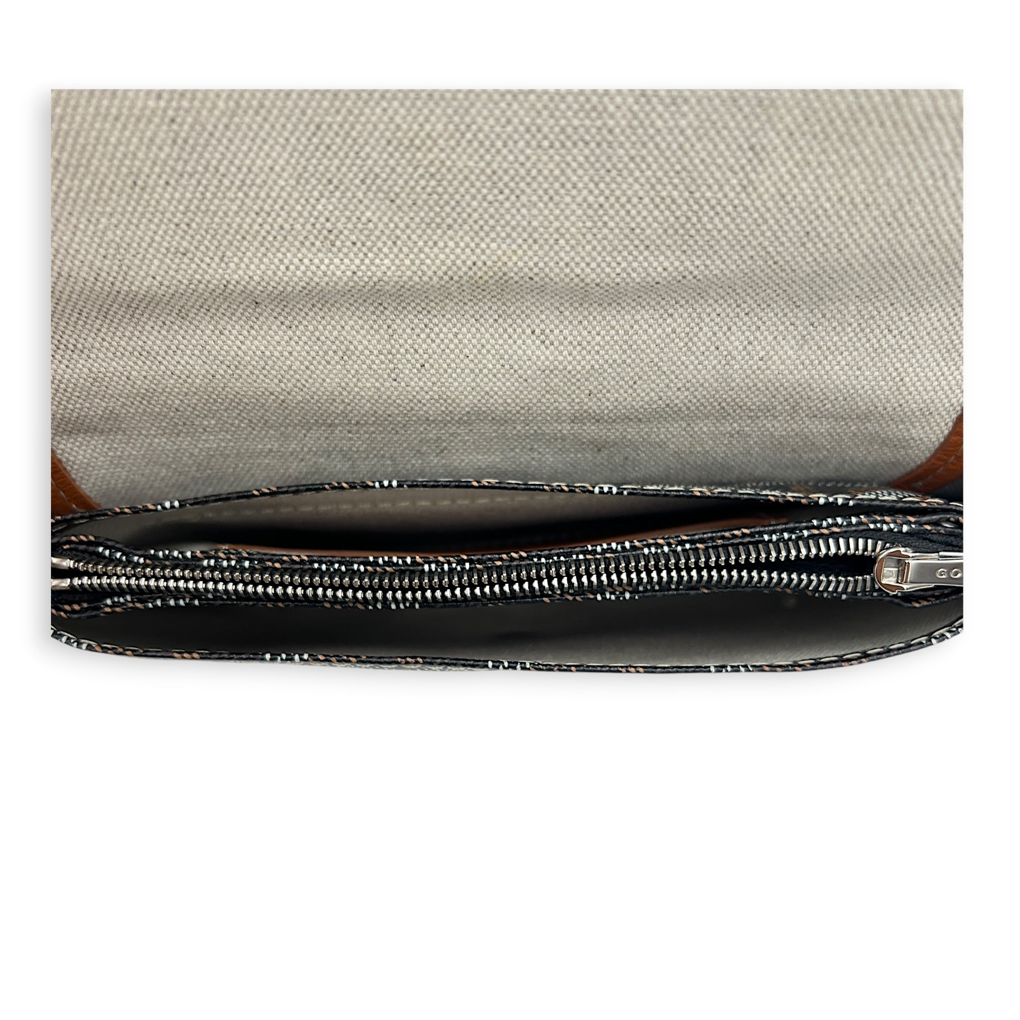 Plumet Crossbody Bag Brown/Black in Coated Canvas, Silver hardware