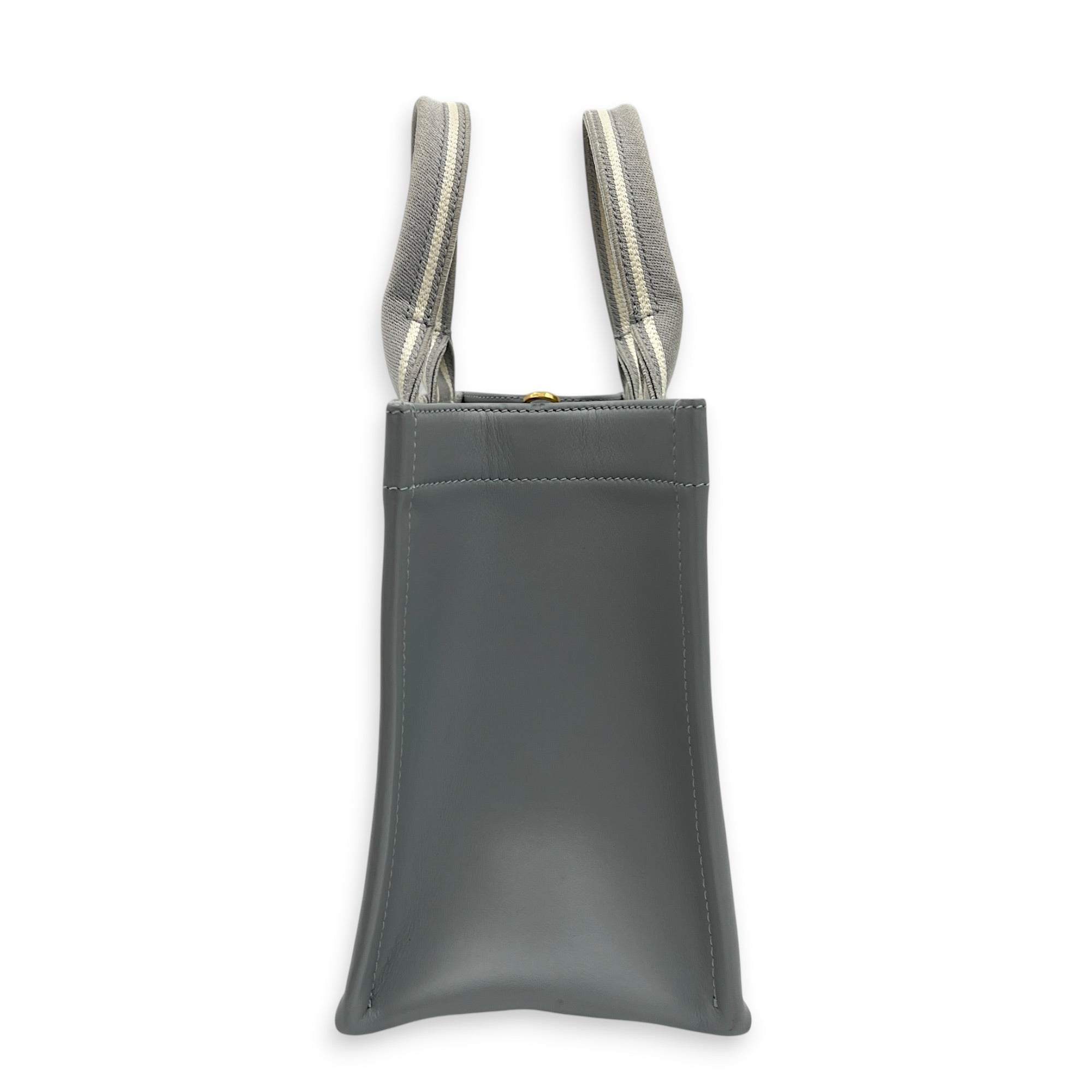Book Tote Top Handle Bag Small Grey in Canvas, Gold hardware