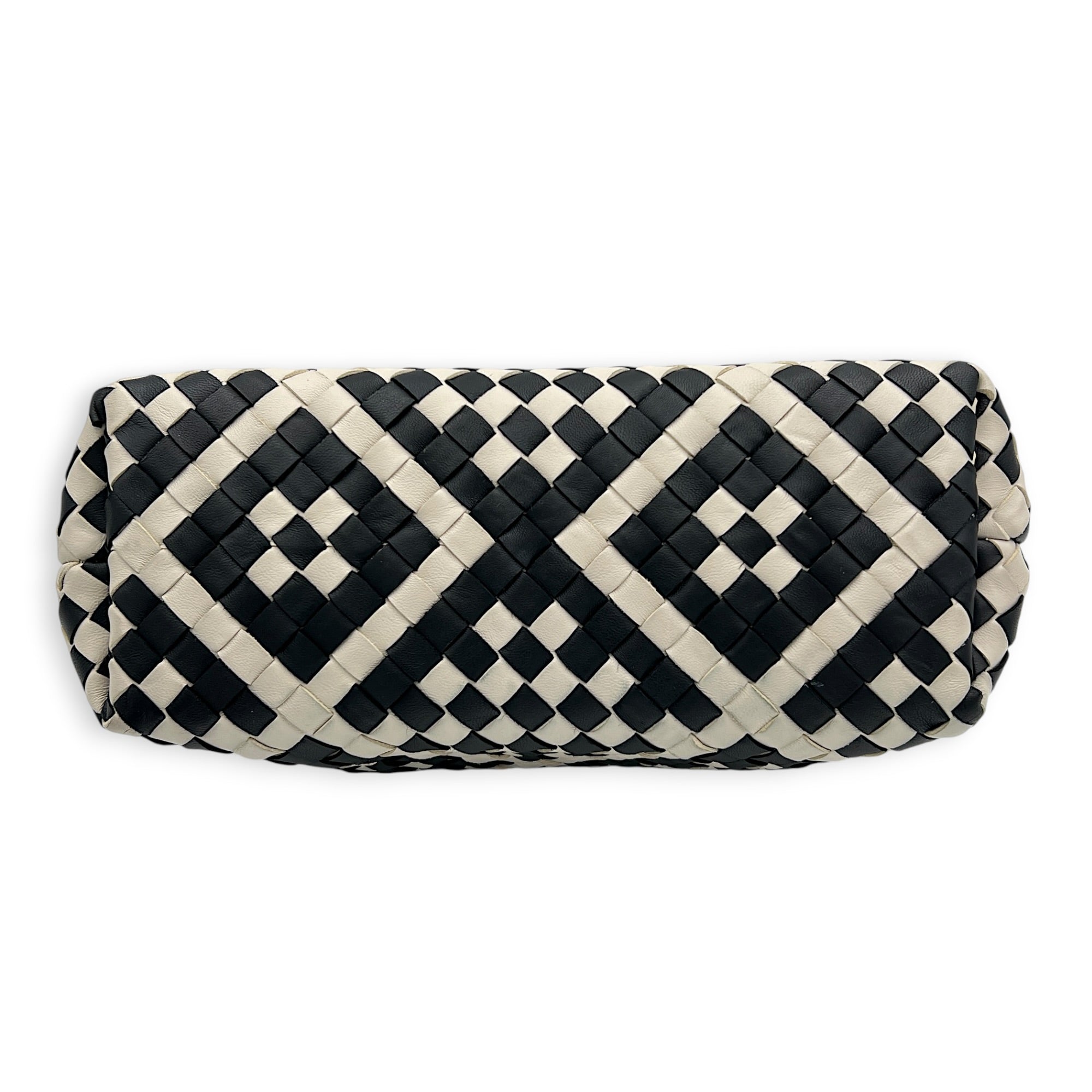 Olimpia Shoulder Bag Black & White in Nappa Leather, Gunmetal hardware