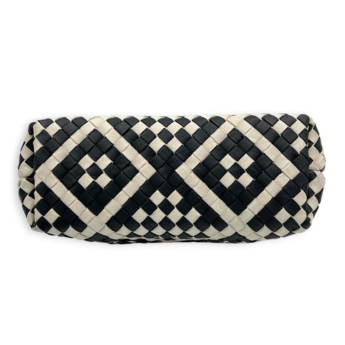 Olimpia Shoulder Bag Black & White in Nappa Leather, Gunmetal hardware