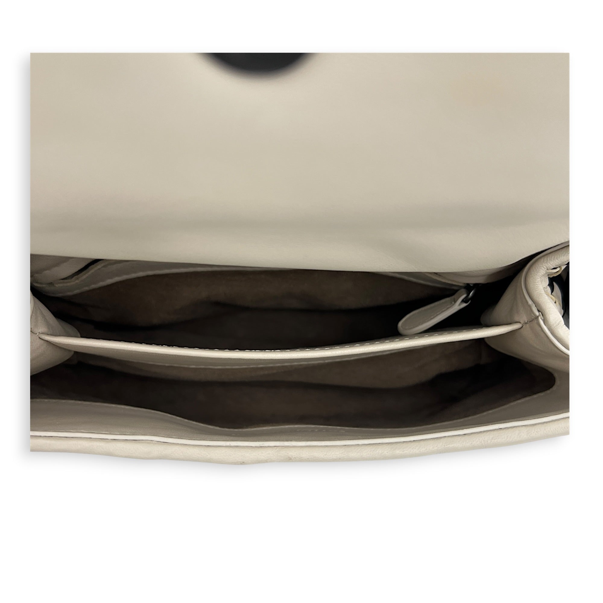 Olimpia Shoulder Bag Black & White in Nappa Leather, Gunmetal hardware
