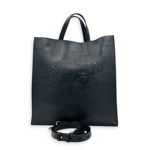 L’aveugle Par Amour Tote Bag Black in Calfskin, Gold hardware