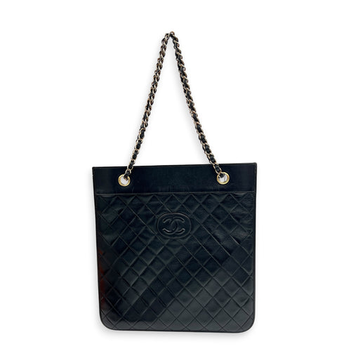 Vintage Chain Shoulder Bag Black in Lambskin, Gold hardware