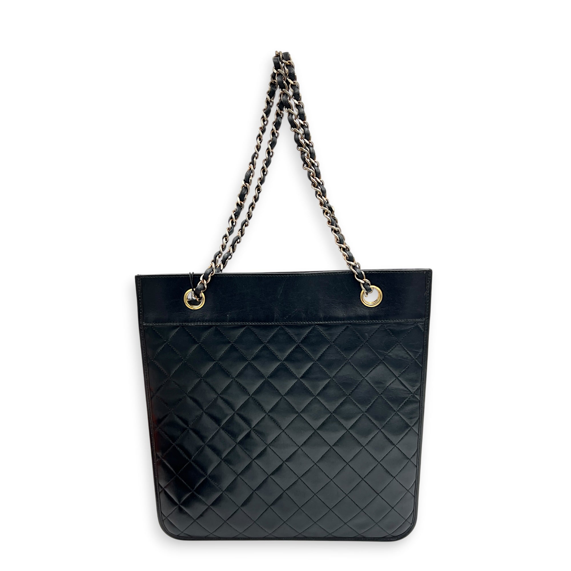 Vintage Chain Shoulder Bag Black in Lambskin, Gold hardware
