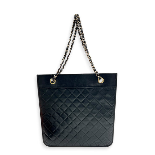 Vintage Chain Shoulder Bag Black in Lambskin, Gold hardware