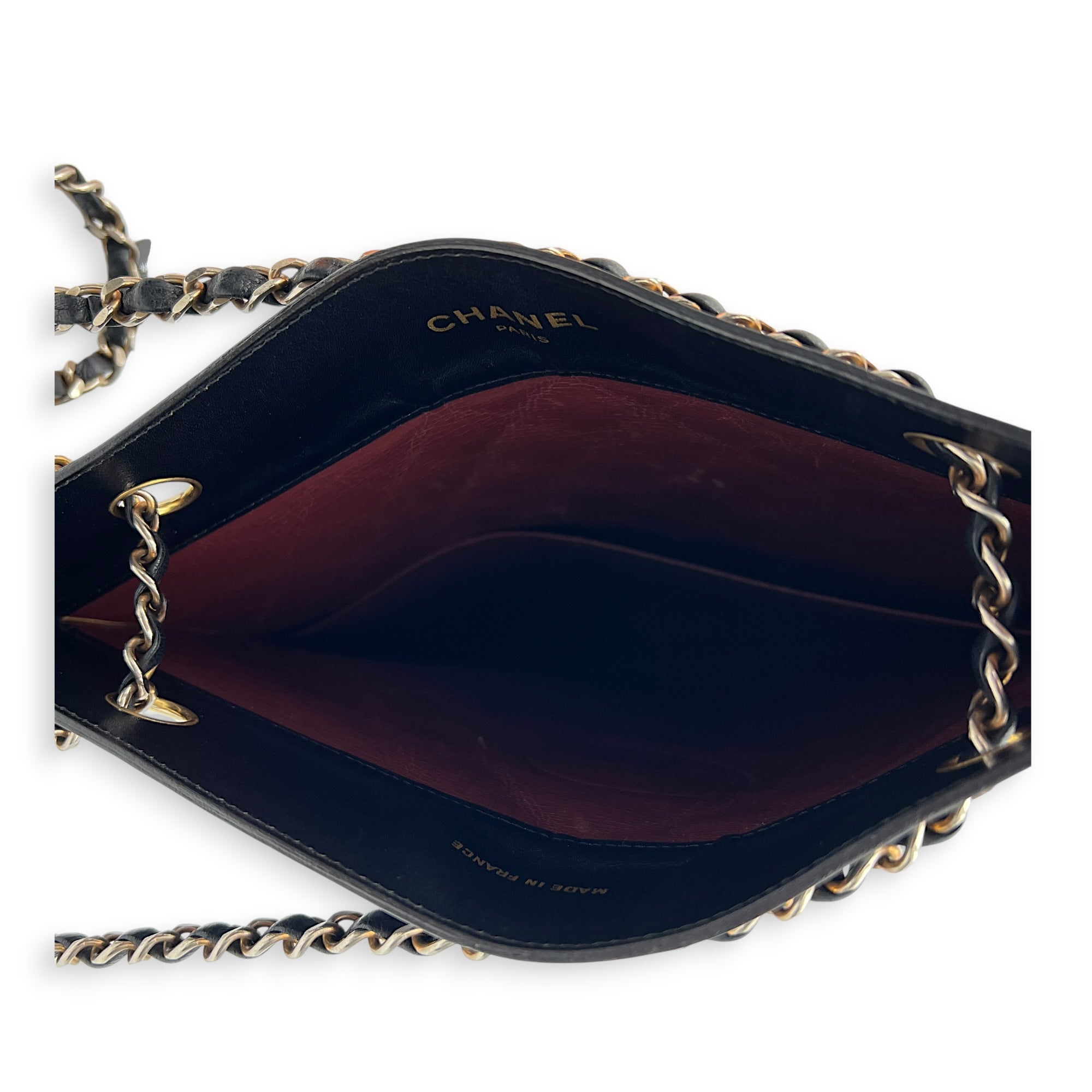 Vintage Chain Shoulder Bag Black in Lambskin, Gold hardware