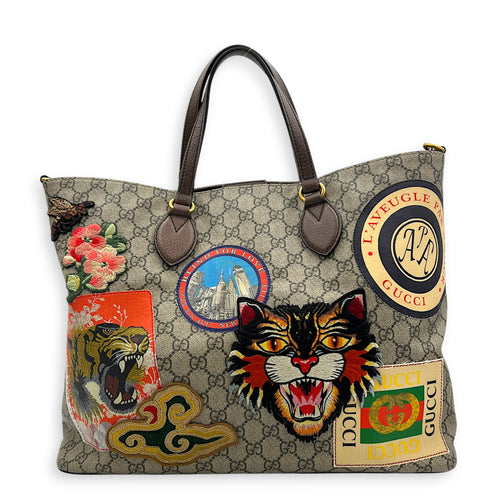 SupremeCarrier Soft Tote Bag Grey in Coated Canvas, Gold hardware