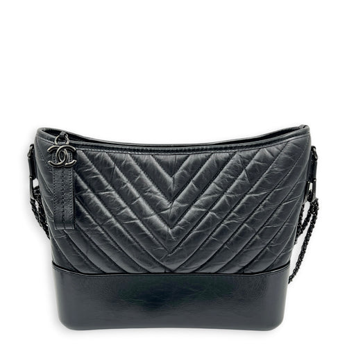 Gabrielle Shoulder Bag Black in Calfskin, So Black hardware