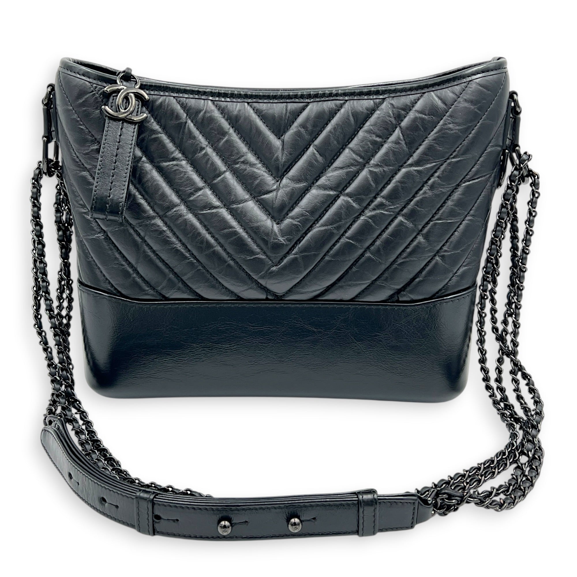 Gabrielle Shoulder Bag Black in Calfskin, So Black hardware