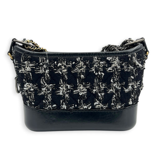 Gabrielle Shoulder Bag Black in Tweed, Mixed hardware