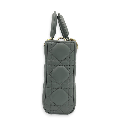 Lady D-Joy Top Handle Bag Medium Blue in Lambskin, Gold hardware