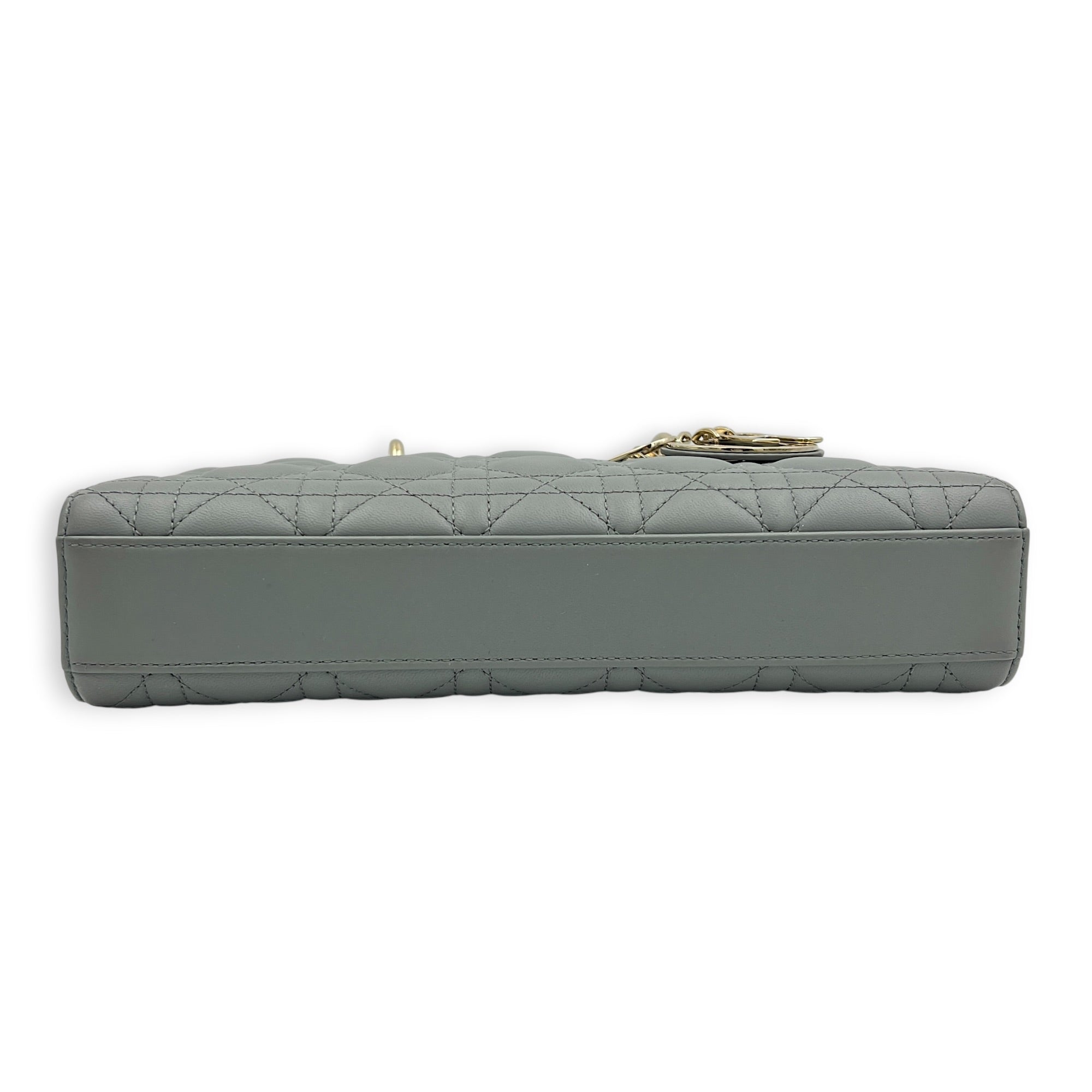 Lady D-Joy Top Handle Bag Medium Blue in Lambskin, Gold hardware