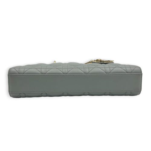 Lady D-Joy Top Handle Bag Medium Blue in Lambskin, Gold hardware