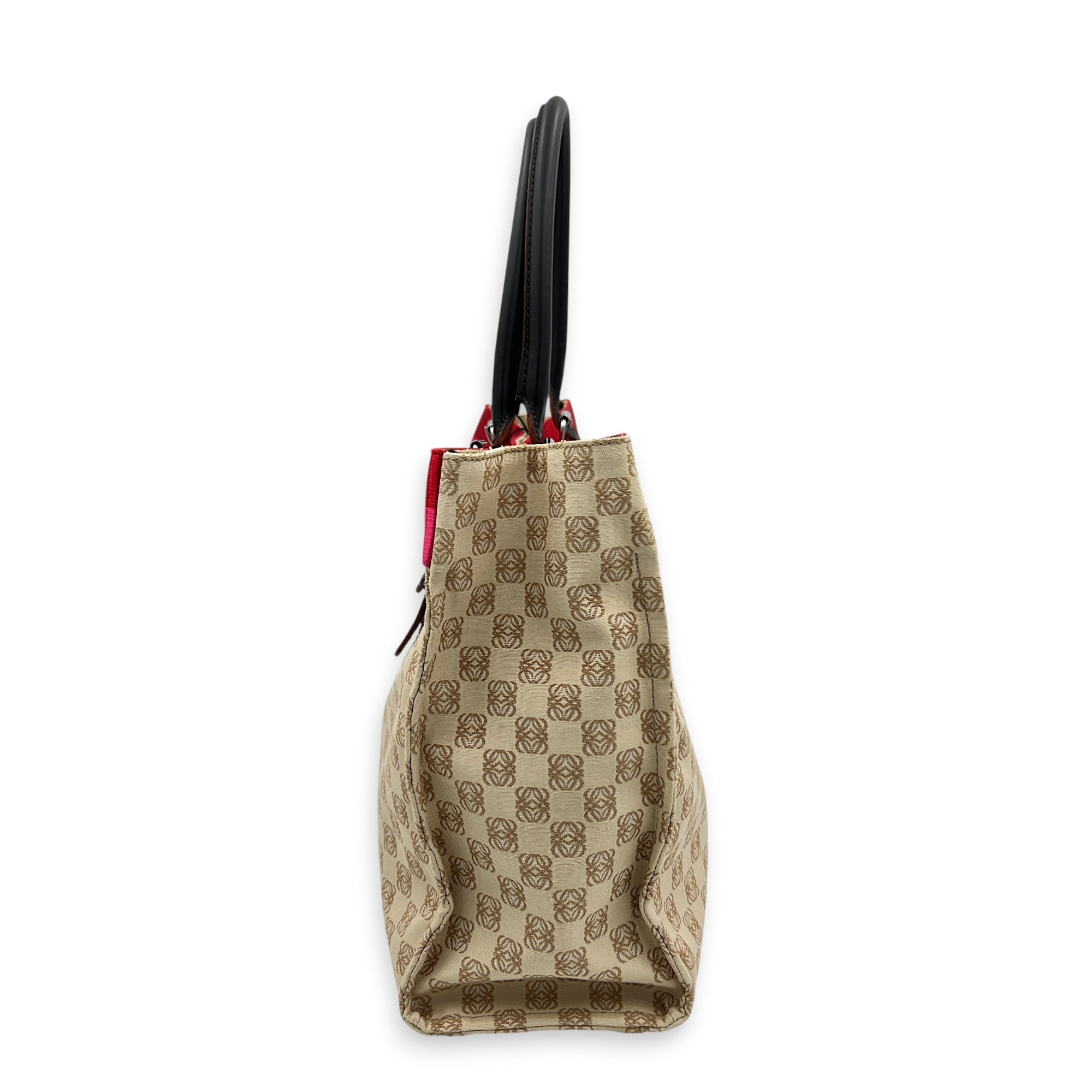 Anagram Tote Bag Beige in Canvas, Silver hardware