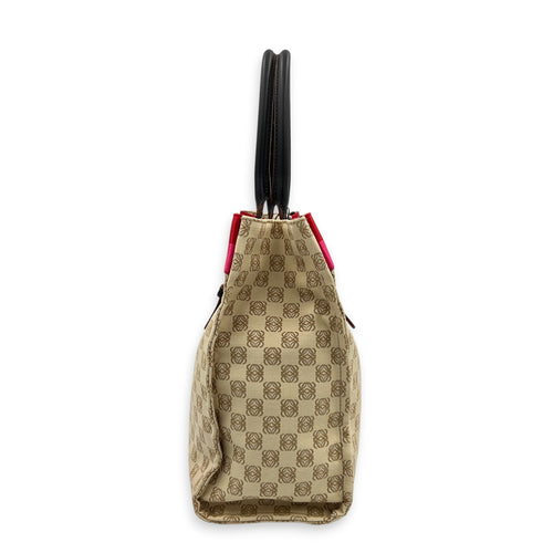 Anagram Tote Bag Beige in Canvas, Silver hardware