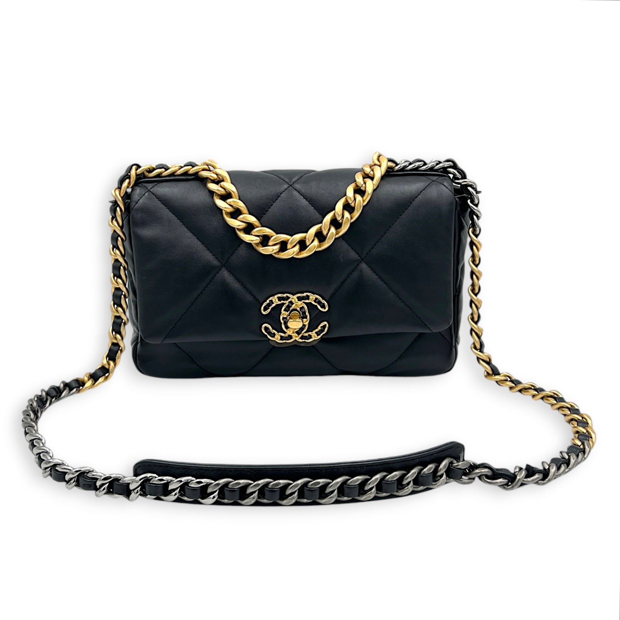 C19 Shoulder Bag Black in Lambskin, Mixed hardware