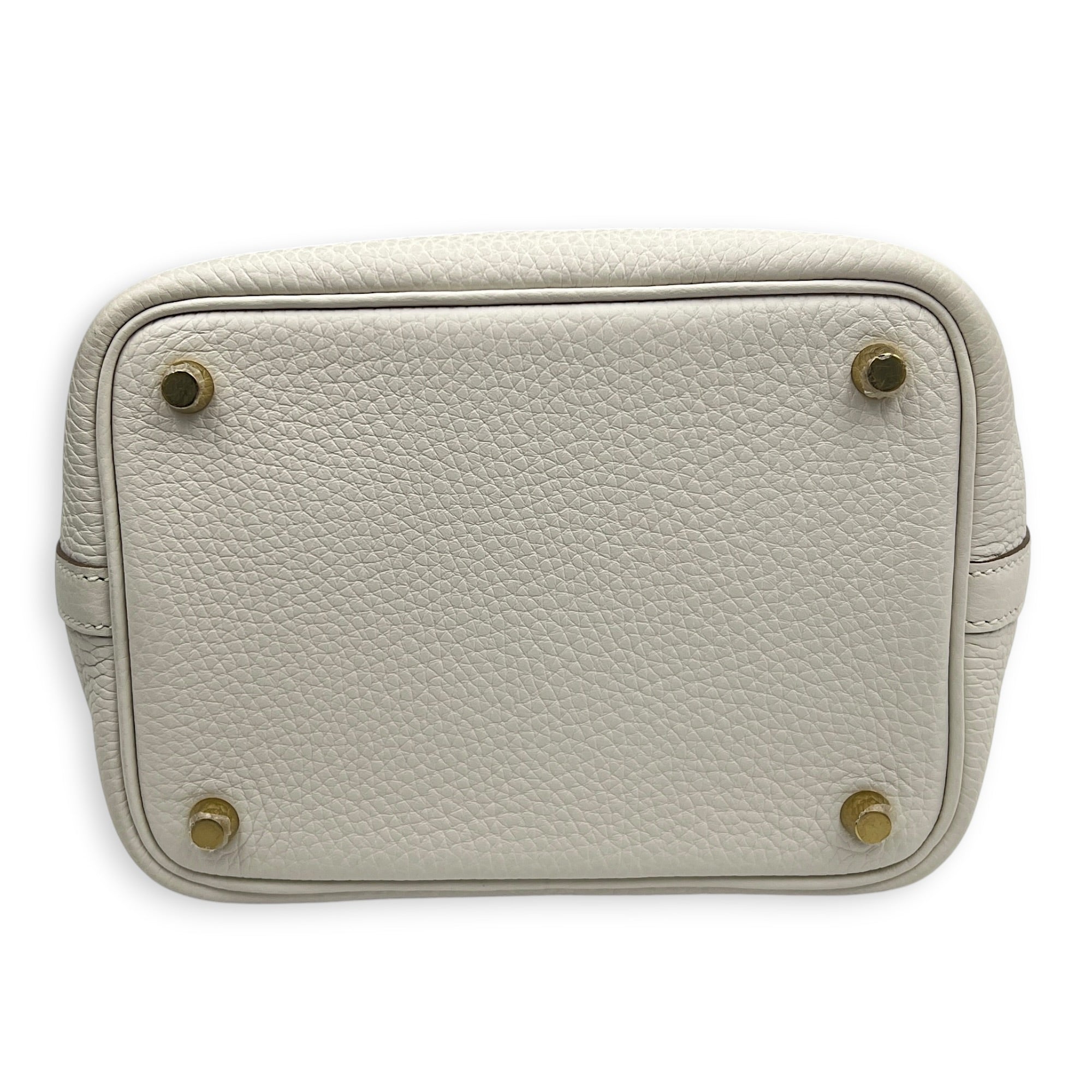 Picotin 18 Craie Top Handle Bag in Clemence, Gold hardware
