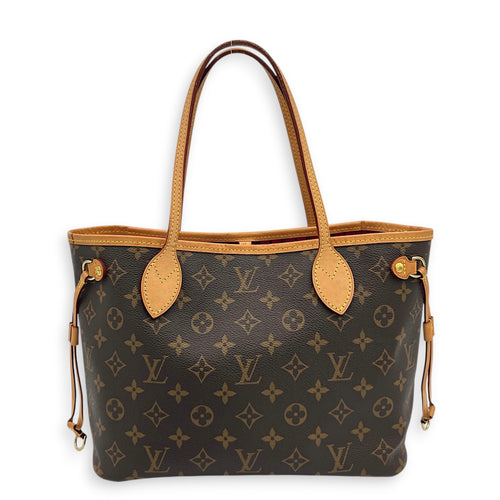 Neverfull Tote Bag PM Brown in Monogram Coated Canvas, Gold hardware