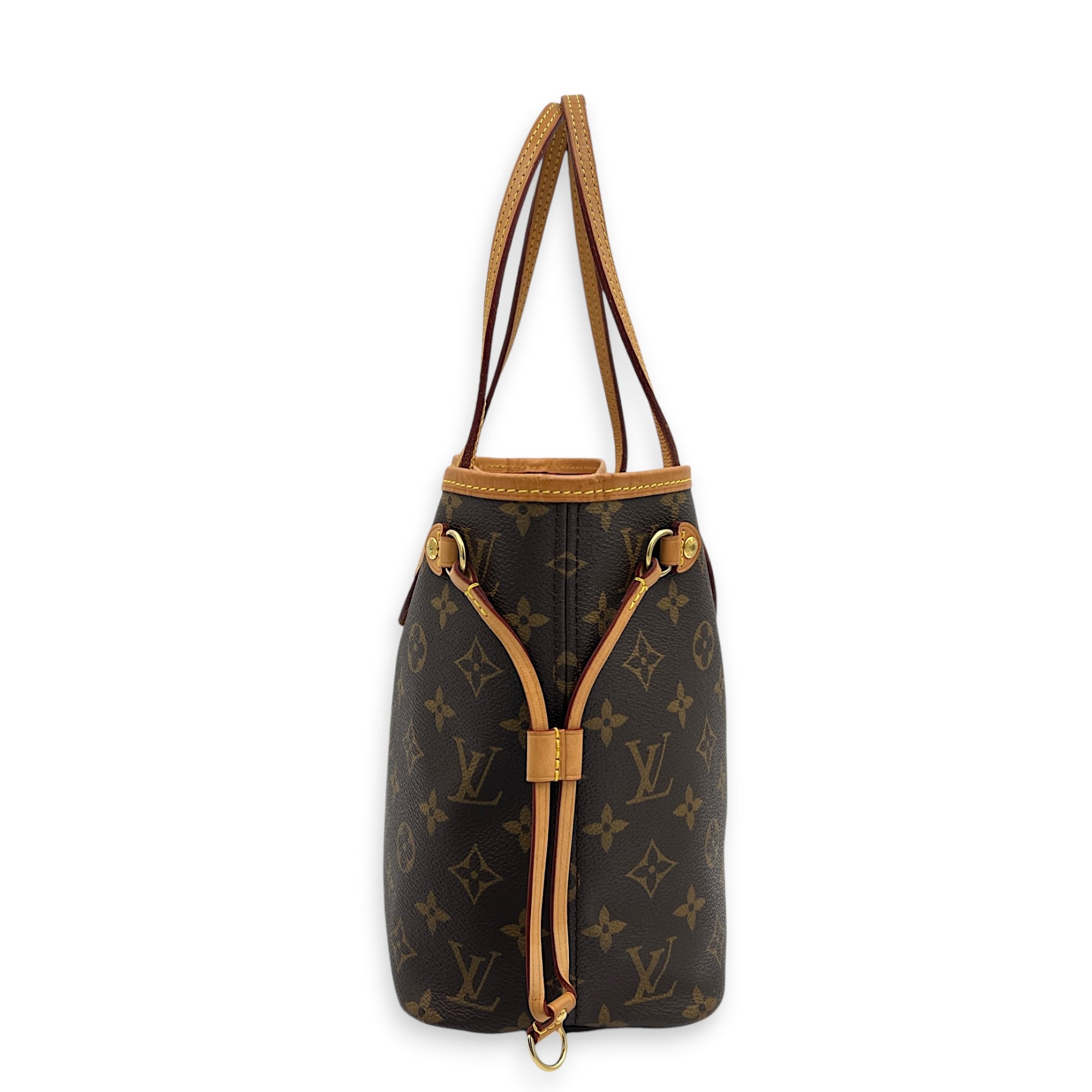 Neverfull Tote Bag PM Brown in Monogram Coated Canvas, Gold hardware