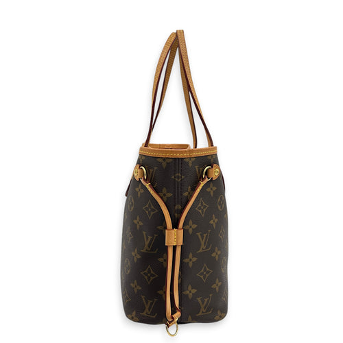 Neverfull Tote Bag PM Brown in Monogram Coated Canvas, Gold hardware