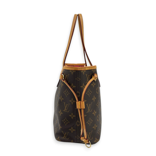Neverfull Tote Bag PM Brown in Monogram Coated Canvas, Gold hardware