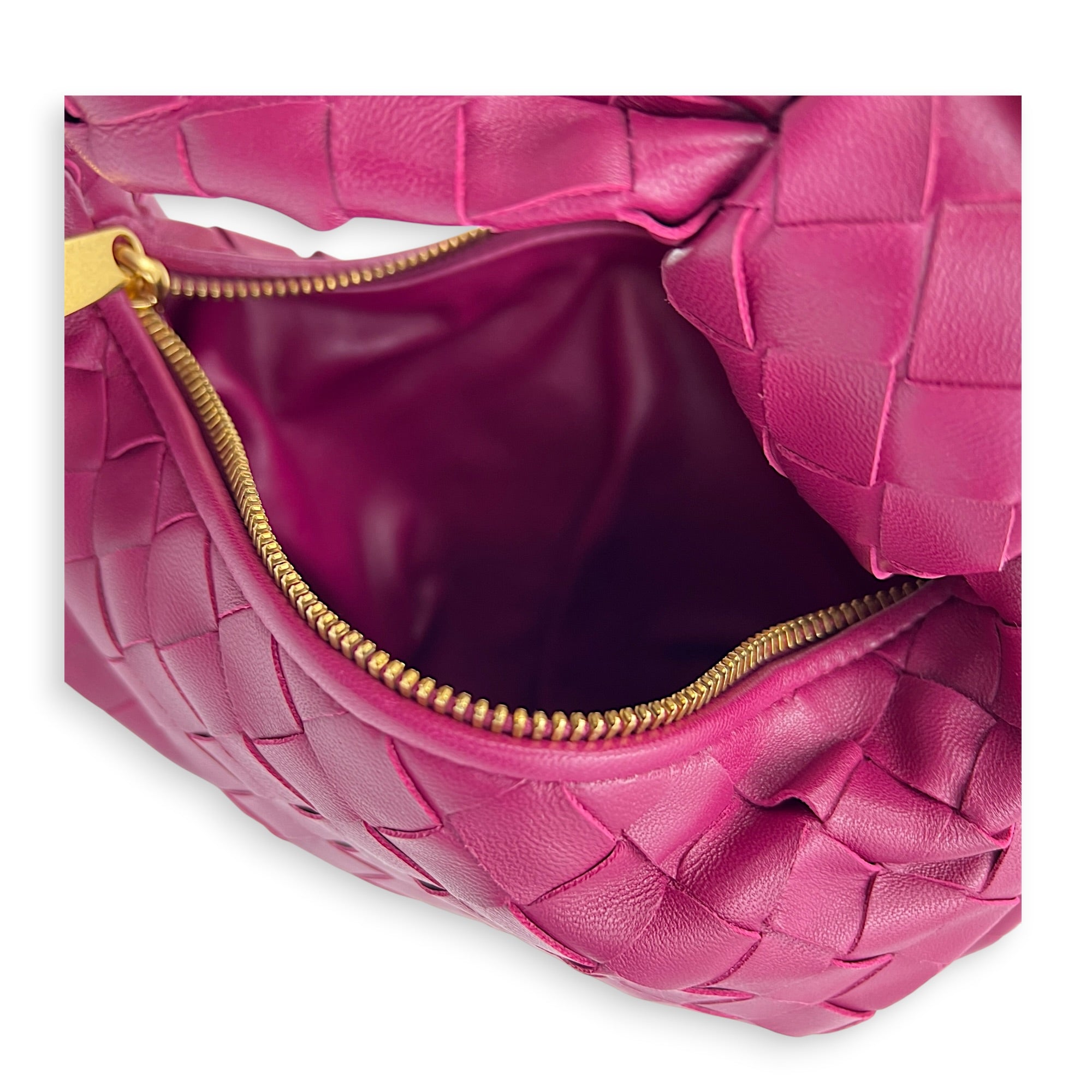 Jodie Top Handle Bag Mini Fuchsia in Nappa Leather, Gold hardware