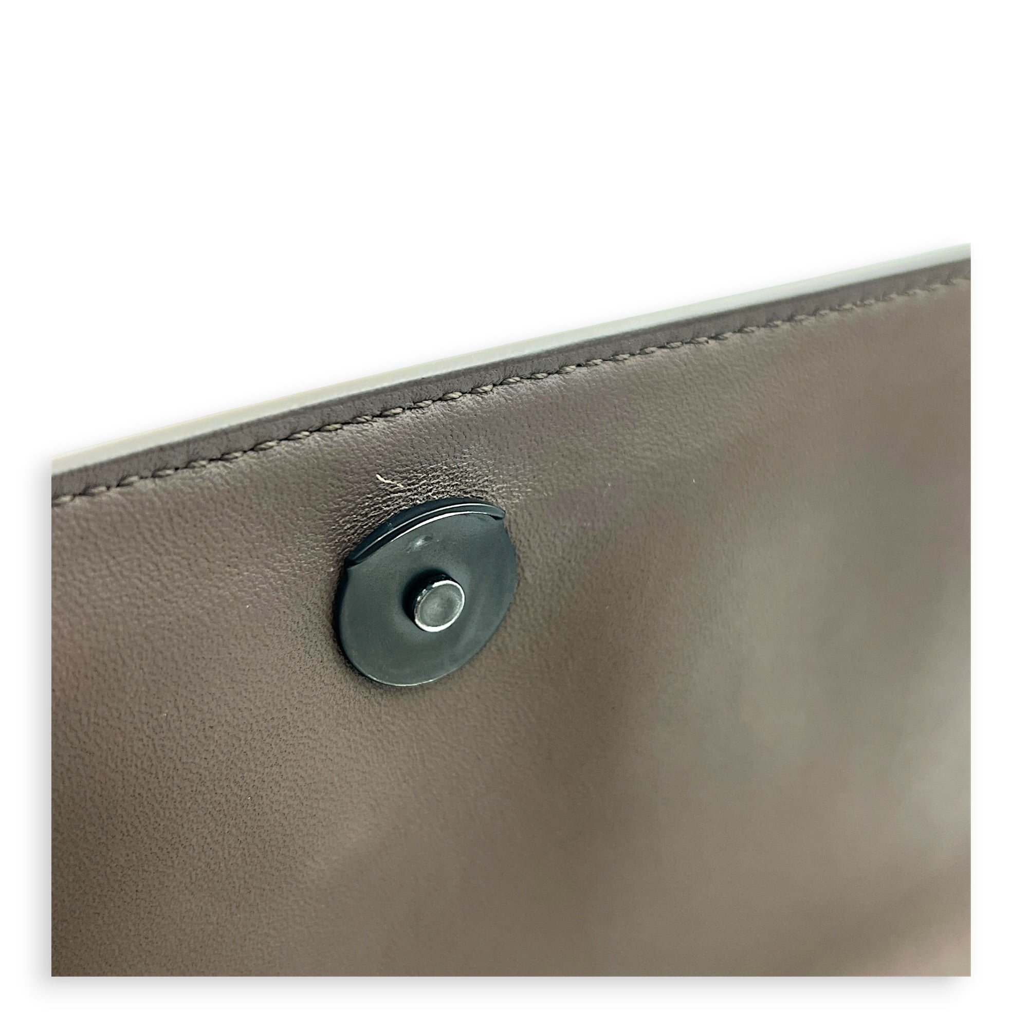 Intrecciato Top Handle Bag Brown in Nappa Leather, Gunmetal hardware