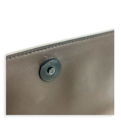 Intrecciato Top Handle Bag Brown in Nappa Leather, Gunmetal hardware