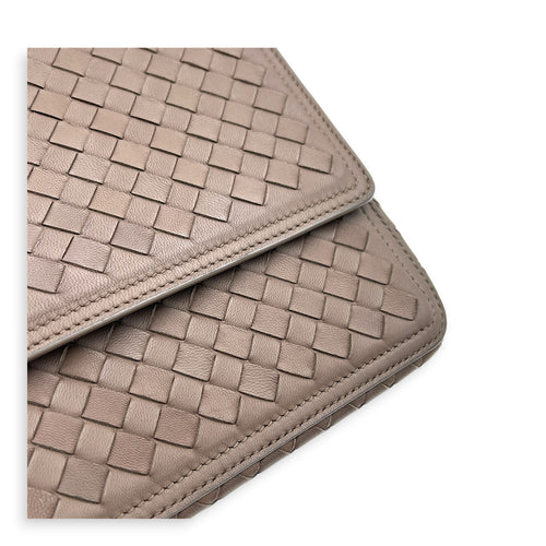 Intrecciato Top Handle Bag Brown in Nappa Leather, Gunmetal hardware