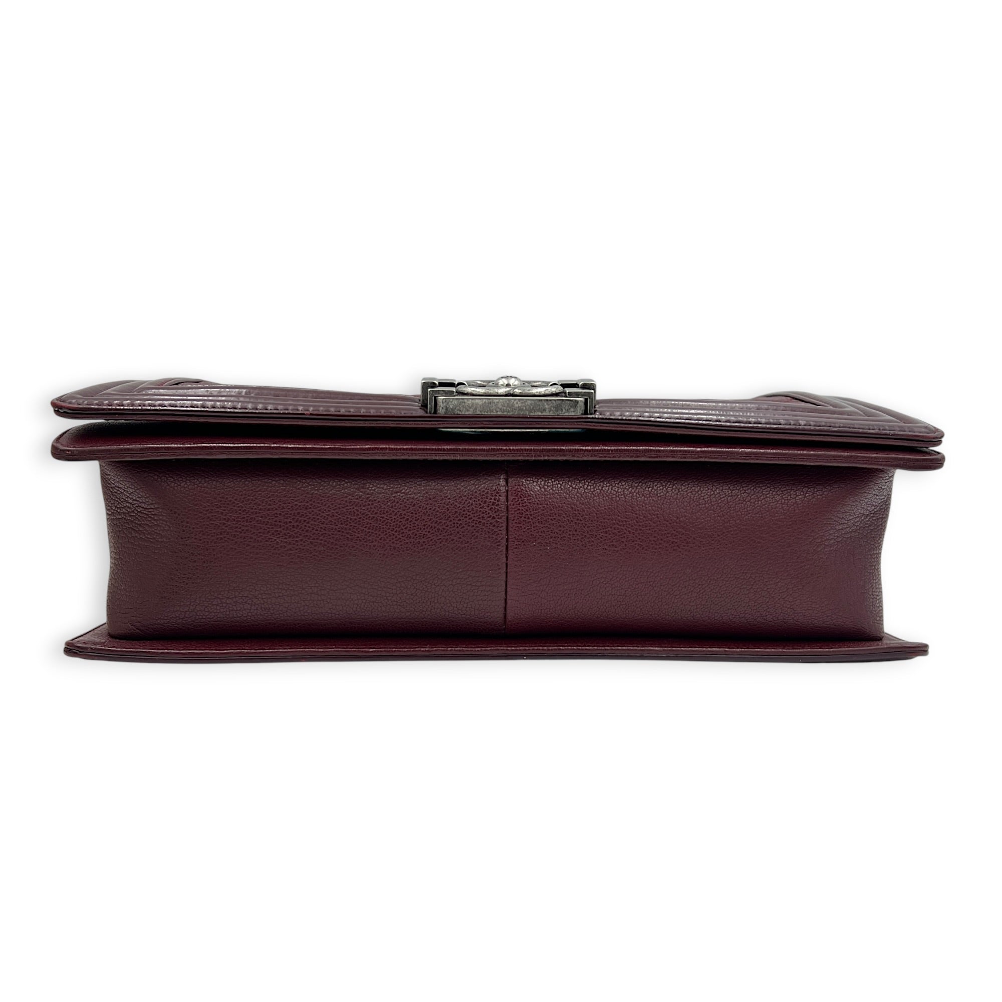 Boy Shoulder Bag Medium Red in Calfskin, Ruthenium hardware