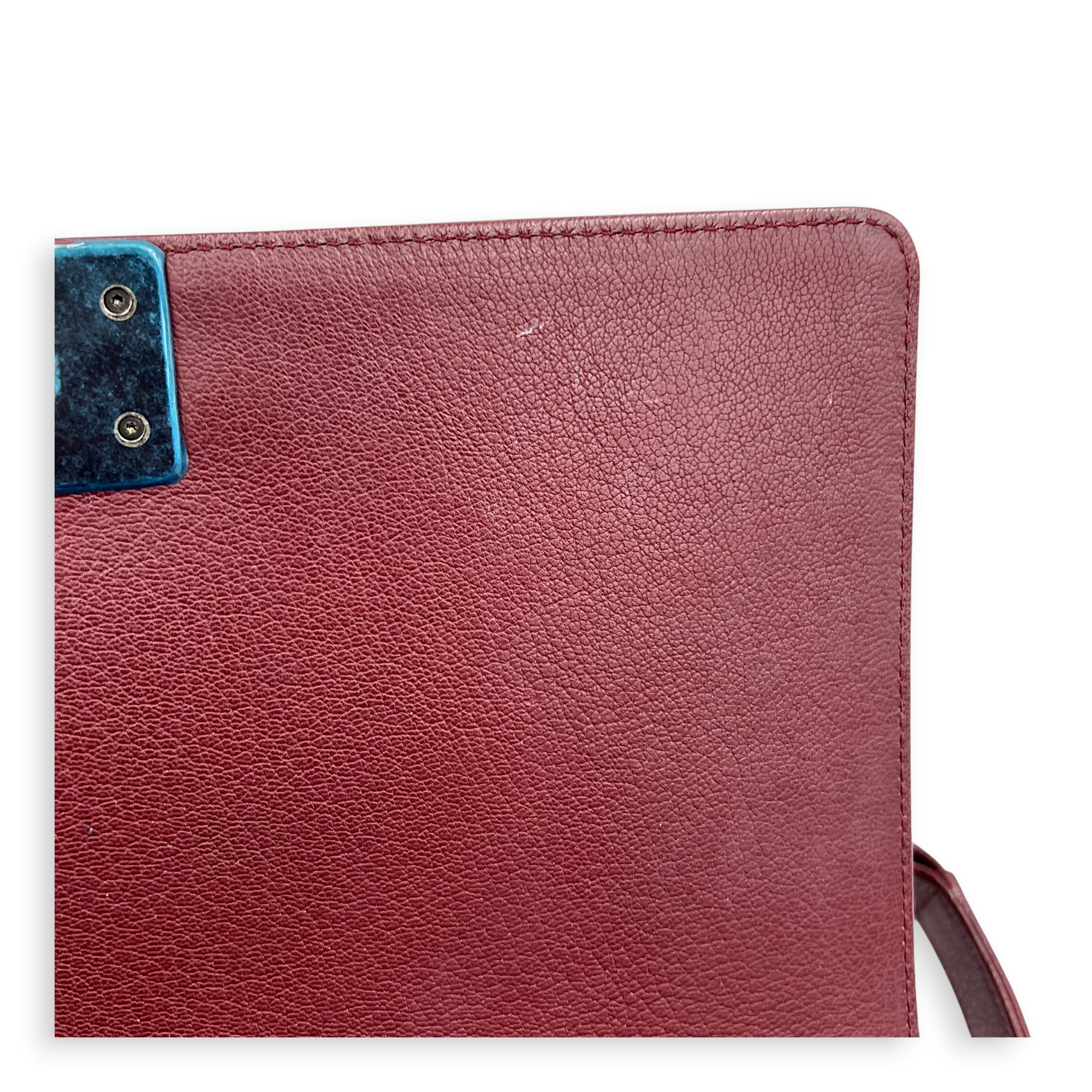 Boy Shoulder Bag Medium Red in Calfskin, Ruthenium hardware