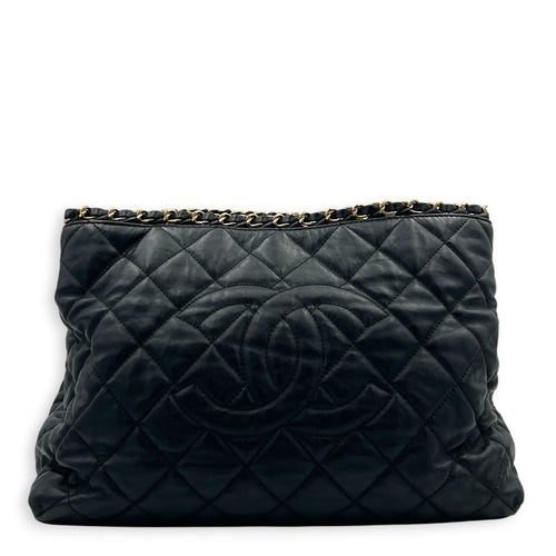 Chain Me Shoulder Bag Black in Calfskin, Gold hardware