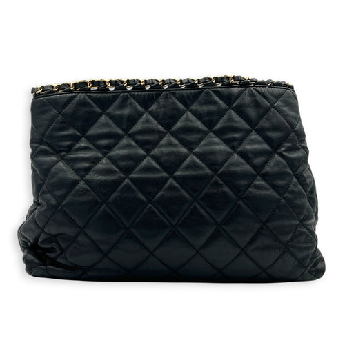 Chain Me Shoulder Bag Black in Calfskin, Gold hardware